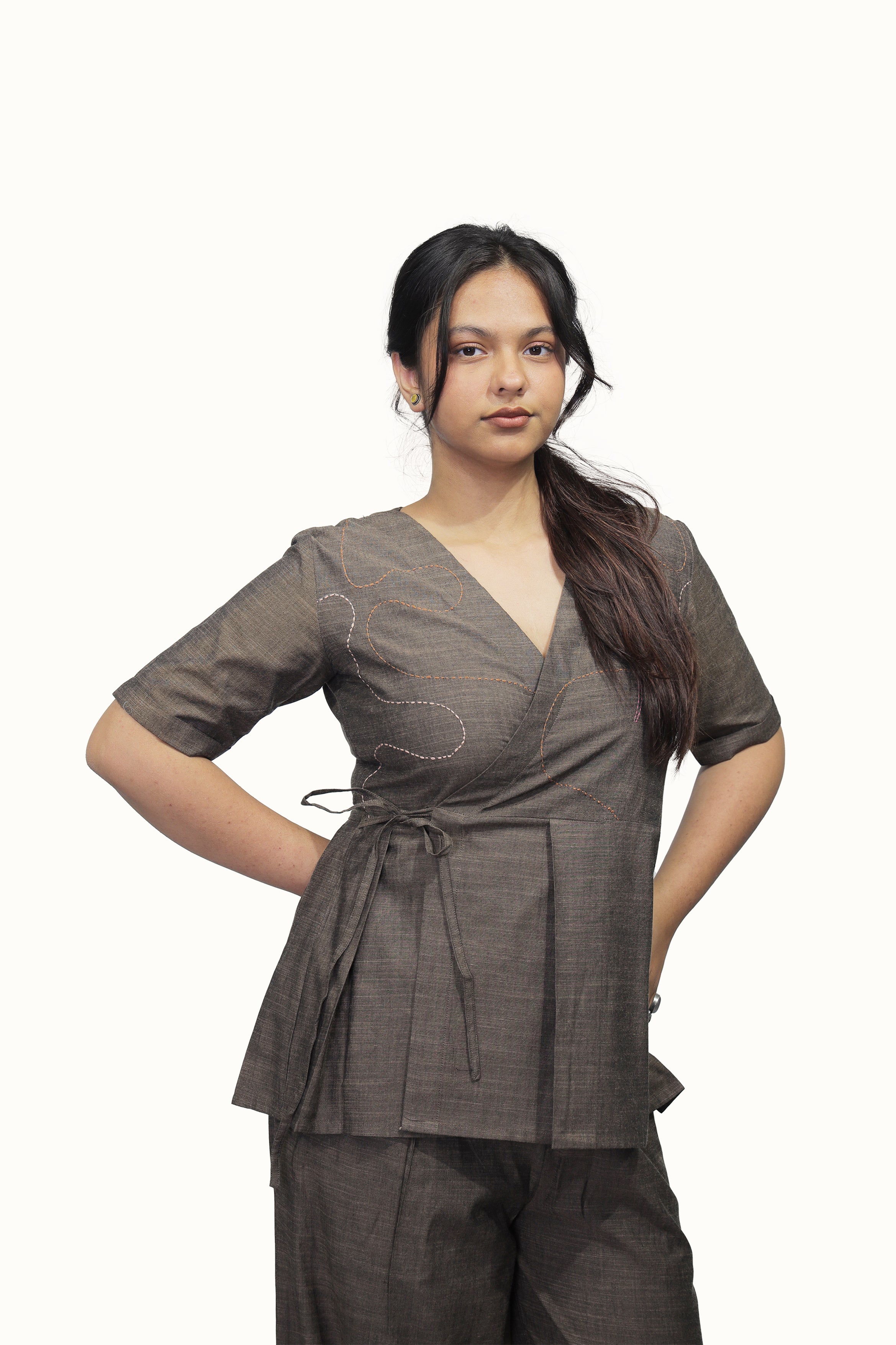Kamal Talai Peplum Top with Relax Fit Pant Co-Ord Set