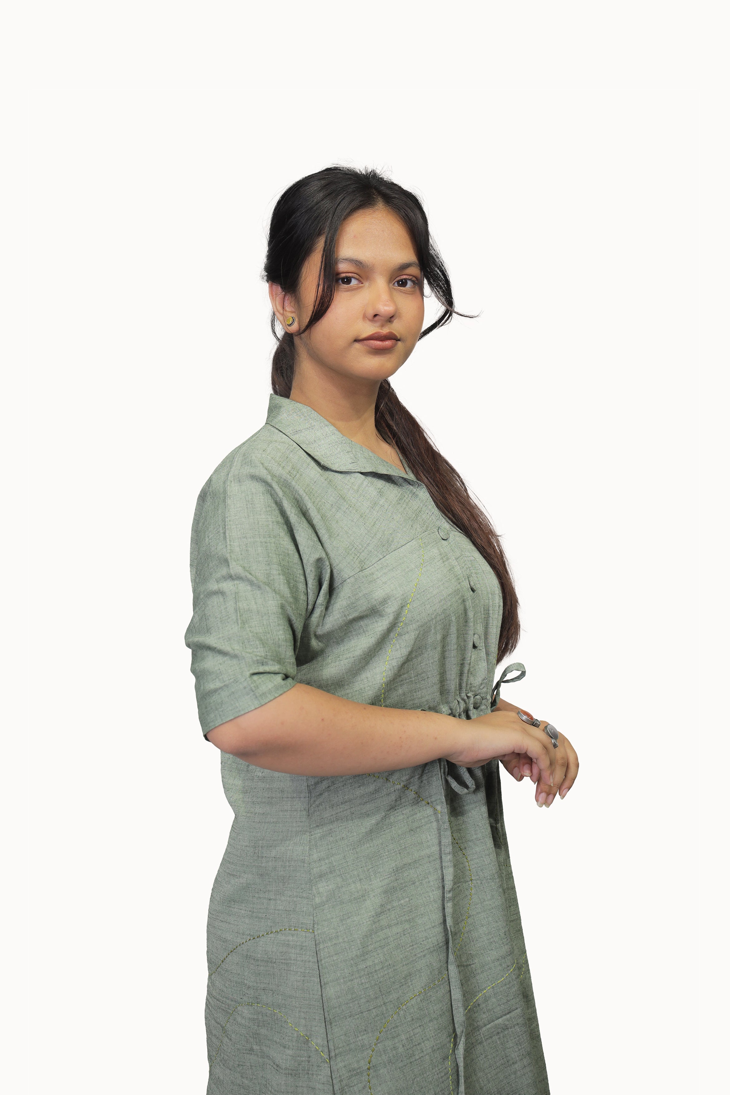 Kamal Talai Club Collar Tie-String Ethnic Dress