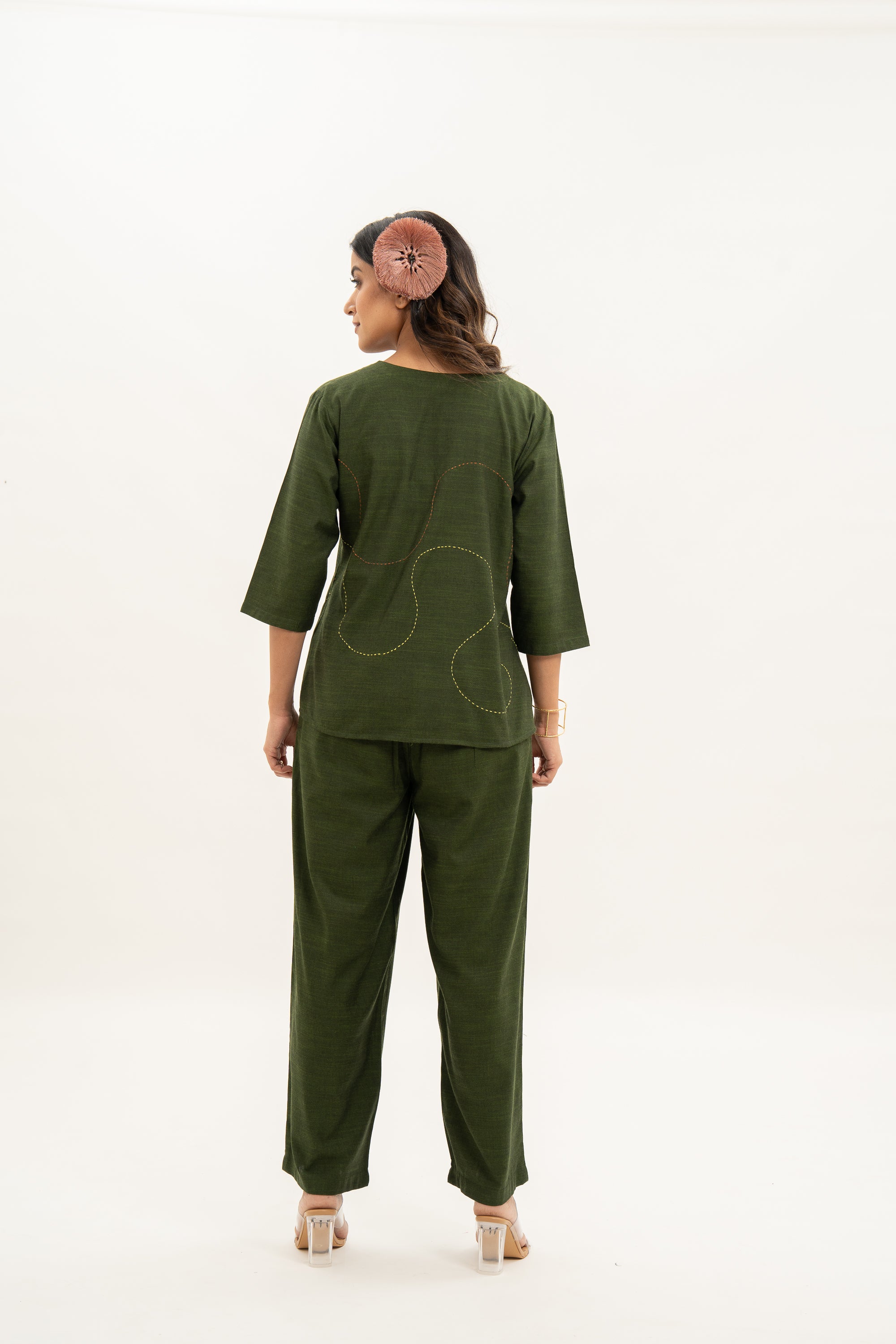 Kamal Talai High Low Button-Up Shirt & Relax Fit Pant Co-Ord Set