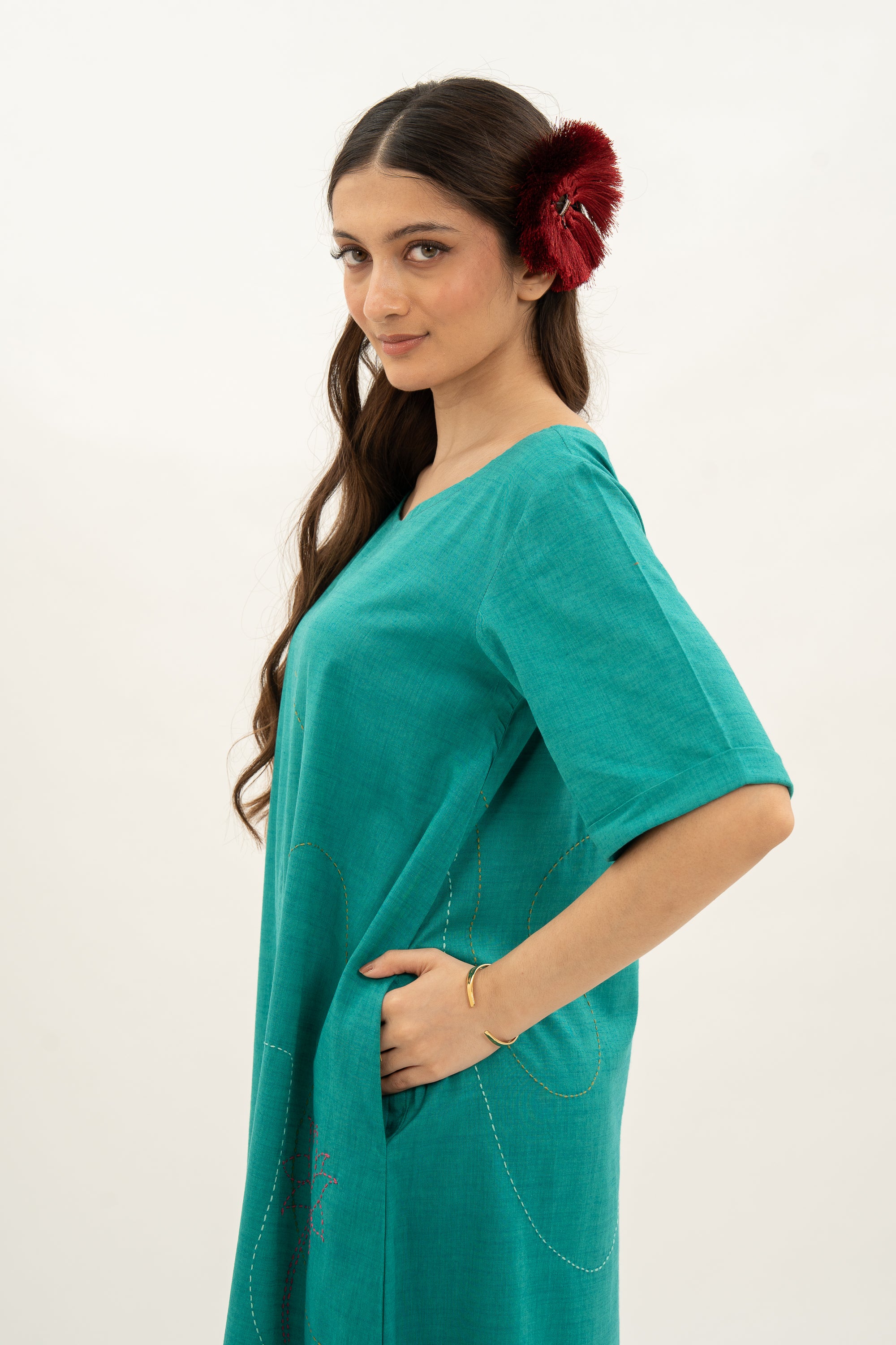 Kamal Talai Regular Fit Ethnic Dress with Hand Thread Work