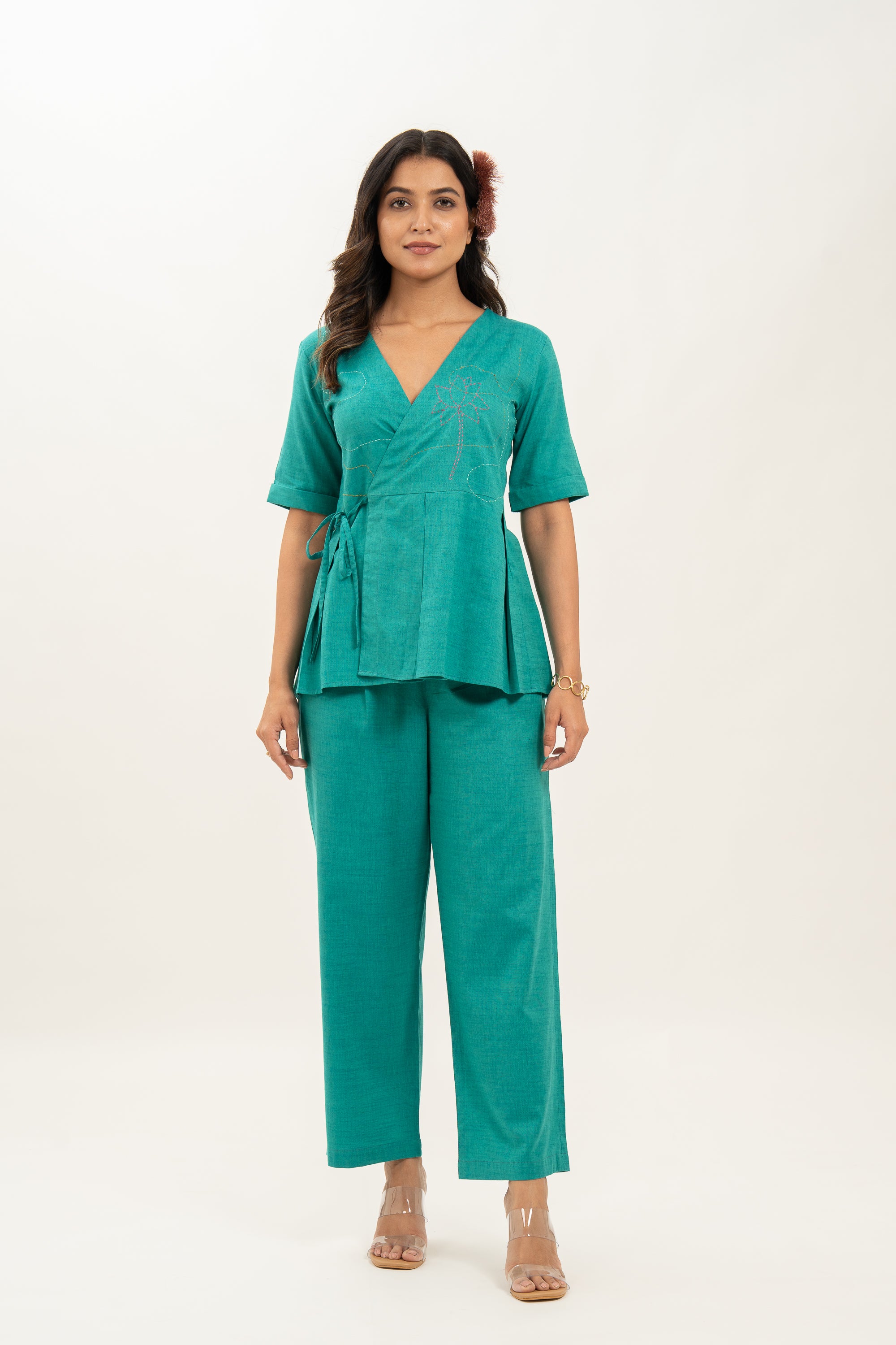 Kamal Talai Peplum Top with Relax Fit Pant Co-Ord Set