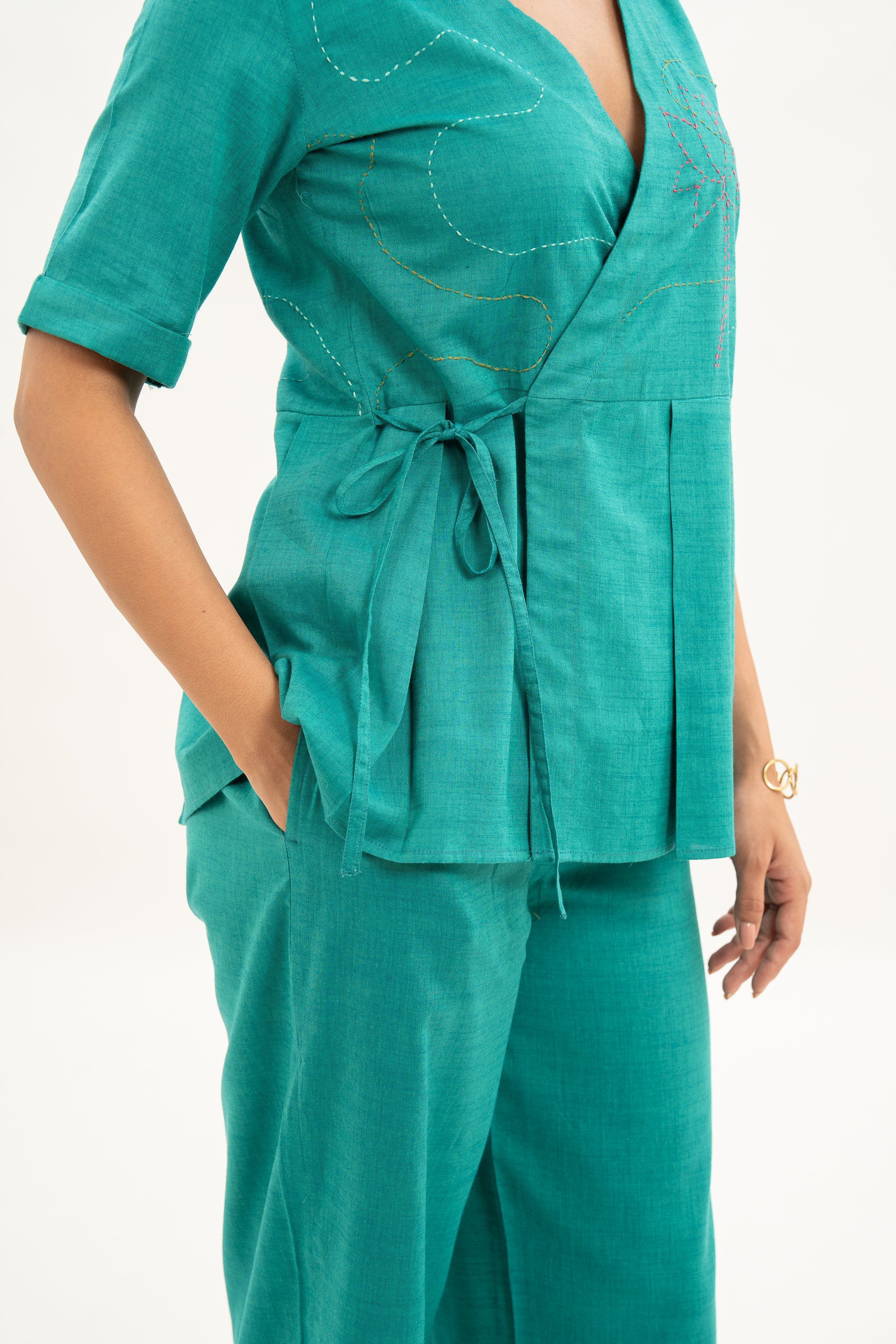 Kamal Talai Peplum Top with Relax Fit Pant Co-Ord Set