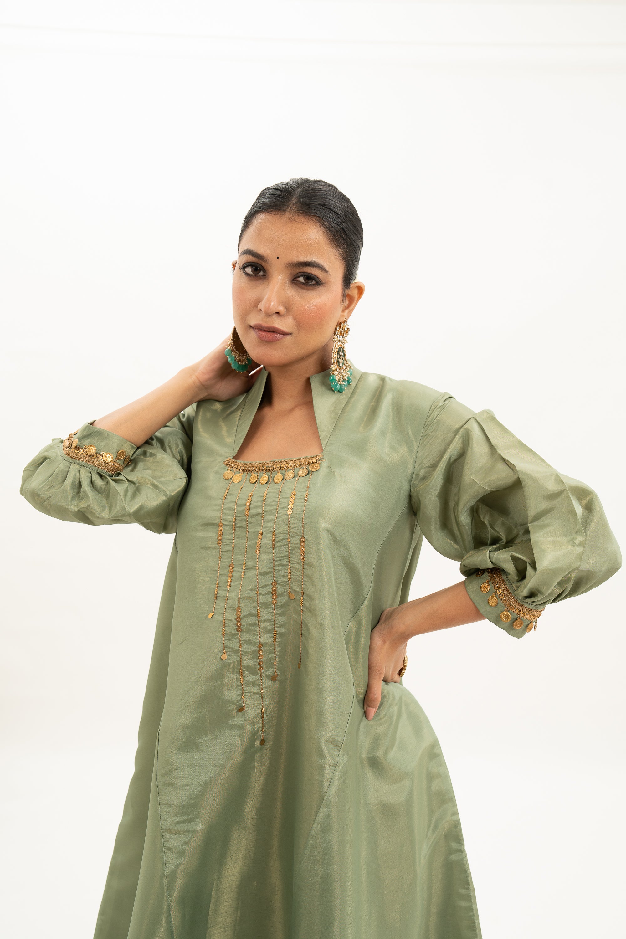 Miorah Square Neck Zari Tissue Kurta Set