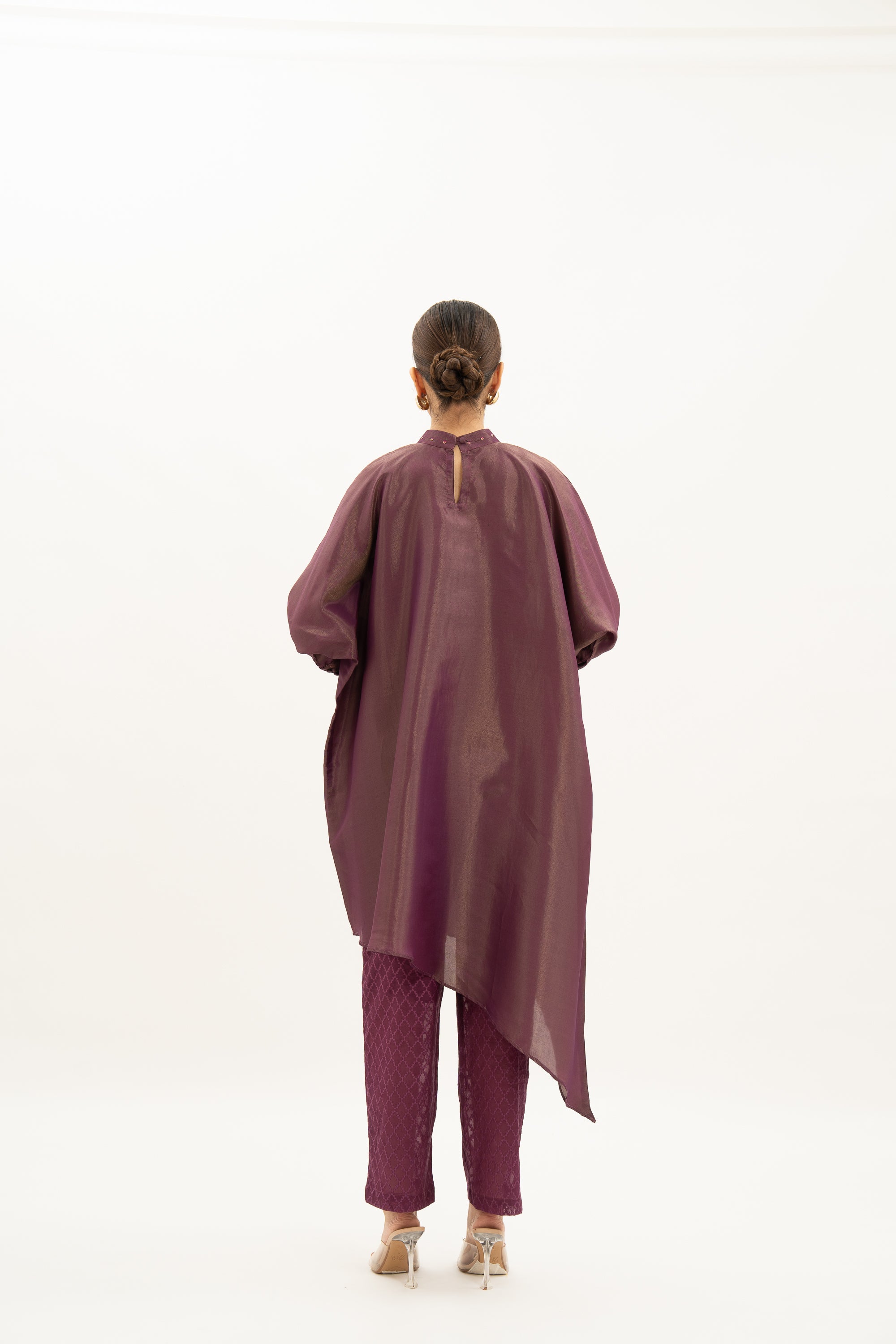 Miorah Zari Tissue Band Gala Asymmetrical Kurta Set