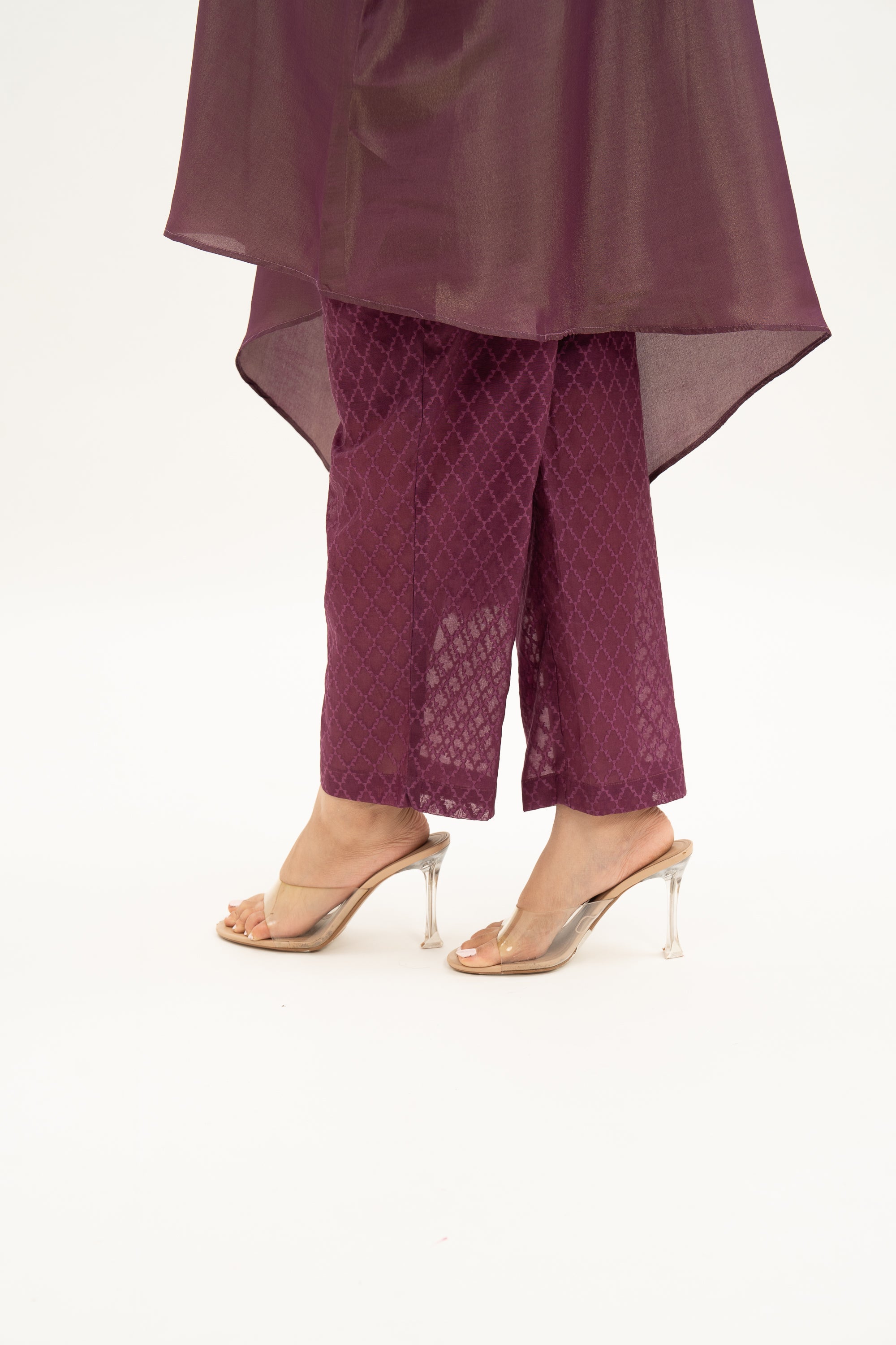 Miorah Zari Tissue Band Gala Asymmetrical Kurta Set