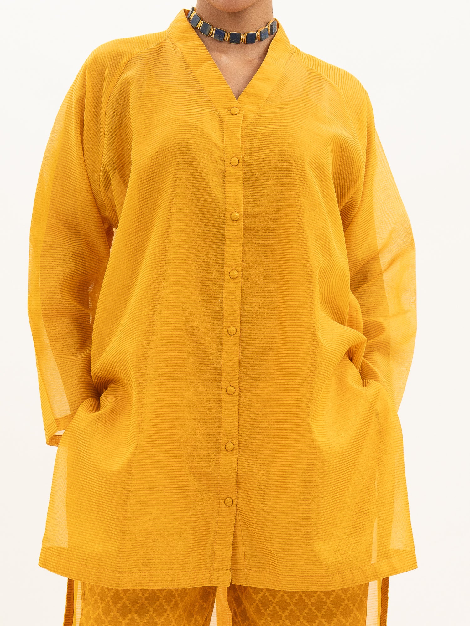 Miorah Handloom Chanderi Button Up Kurta Set