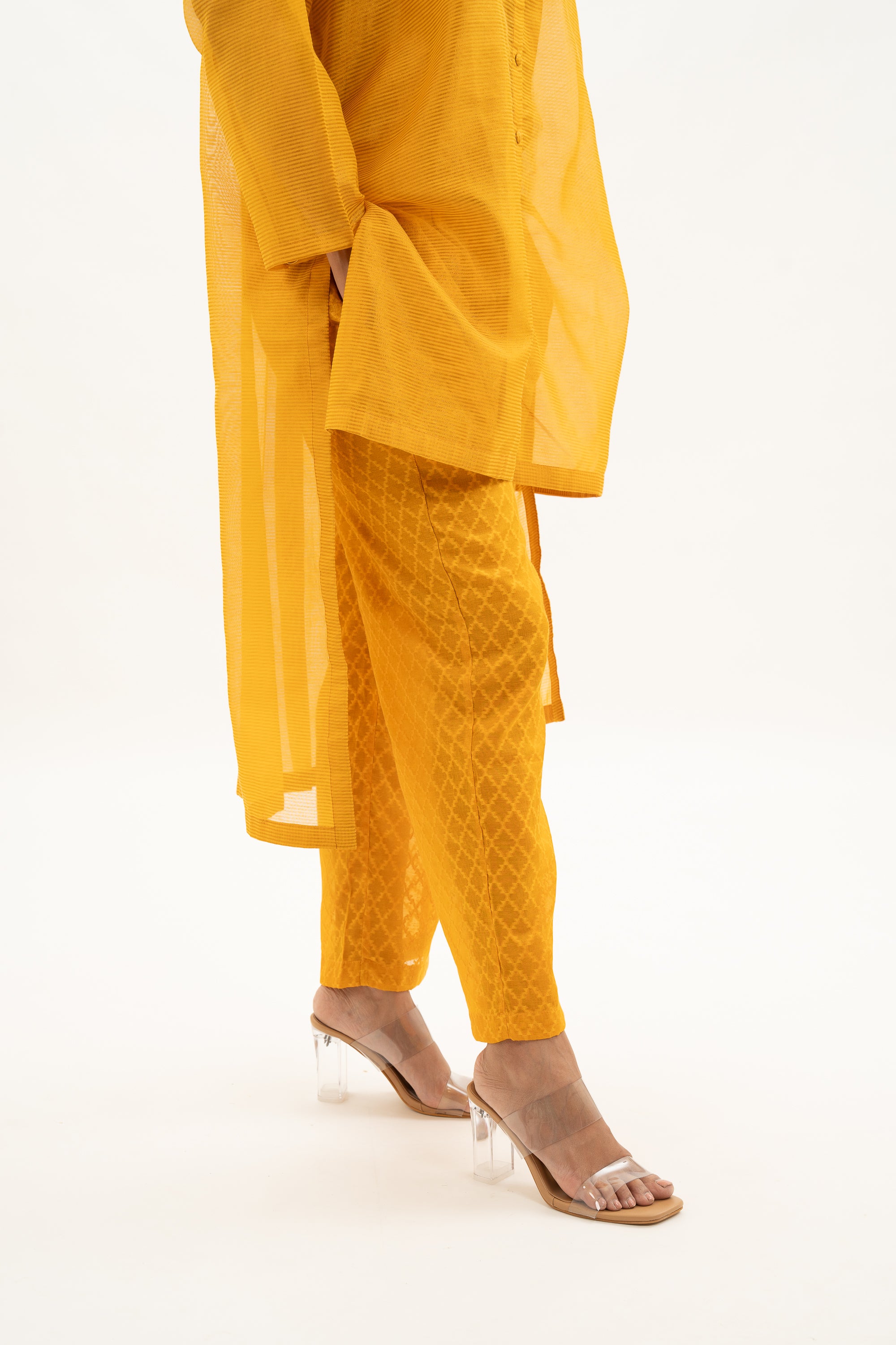 Miorah Handloom Chanderi Button Up Kurta Set