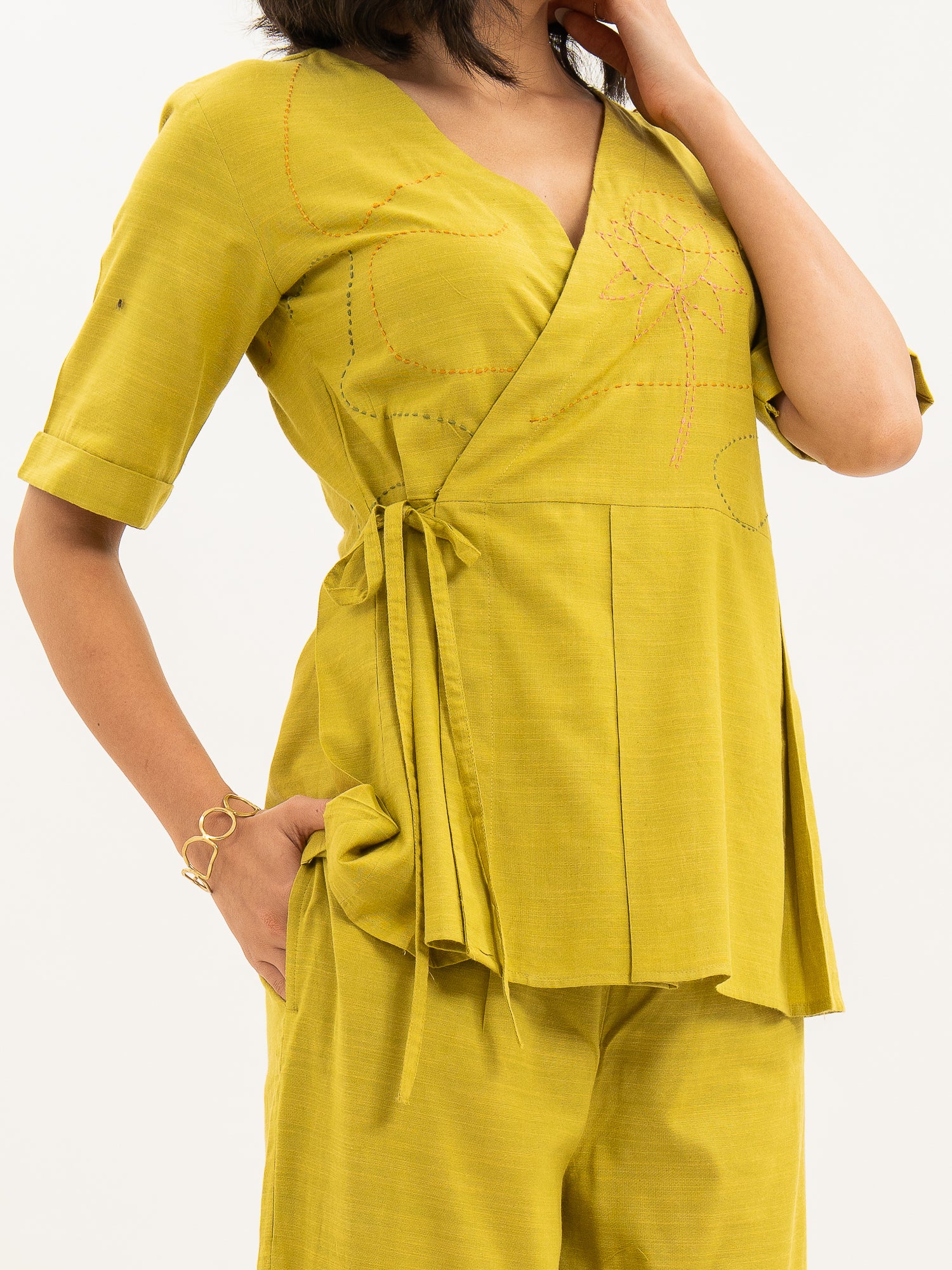 Kamal Talai Peplum Top with Relax Fit Pant Co-Ord Set