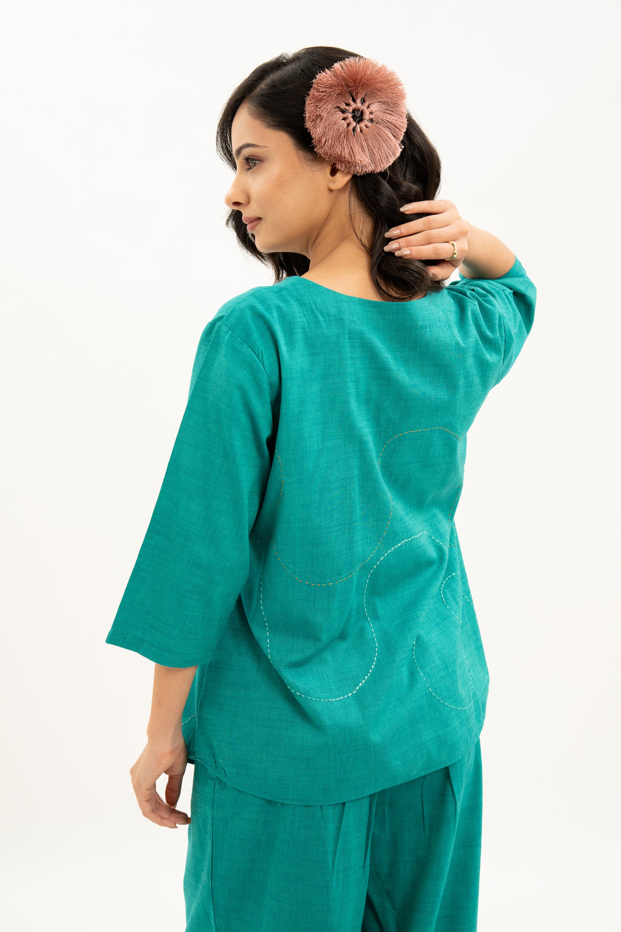 Kamal Talai High Low Button Up Shirt & Relax Fit Pant Co-Ord Set