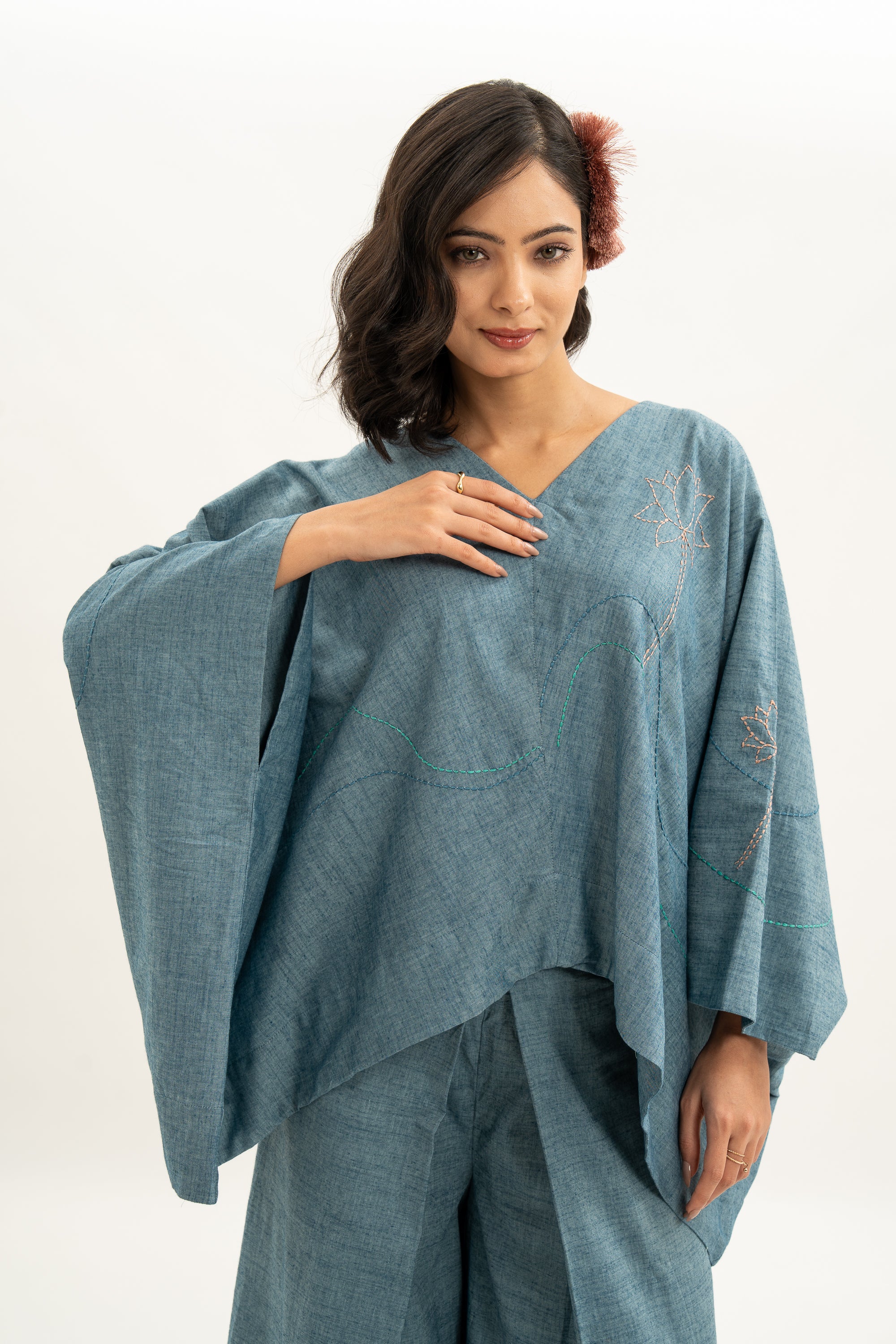 Kamal Talai V Neck Kaftan Co-Ord Set