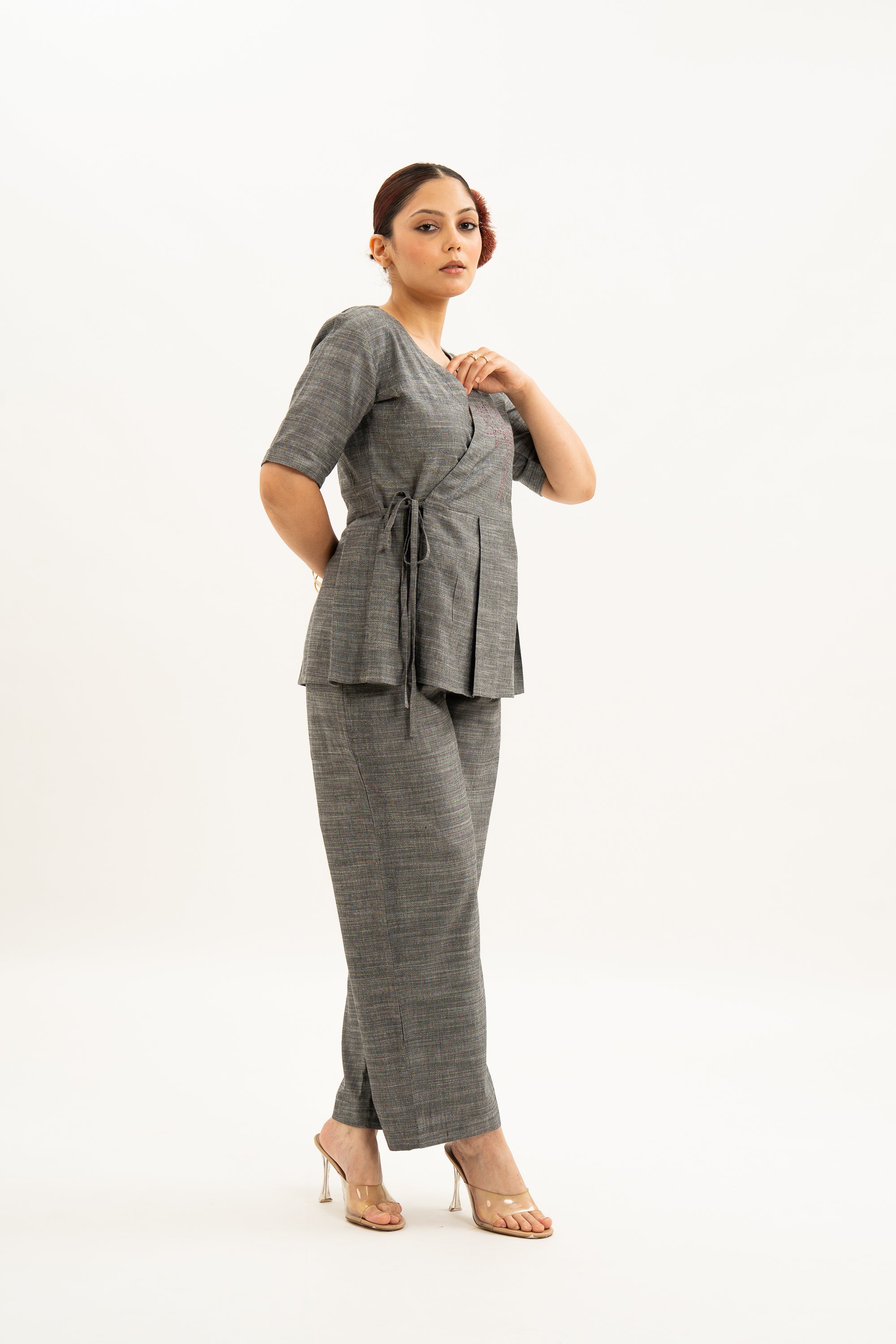 Kamal Talai Peplum Top & Relax Fit Pant Co-Ord Set