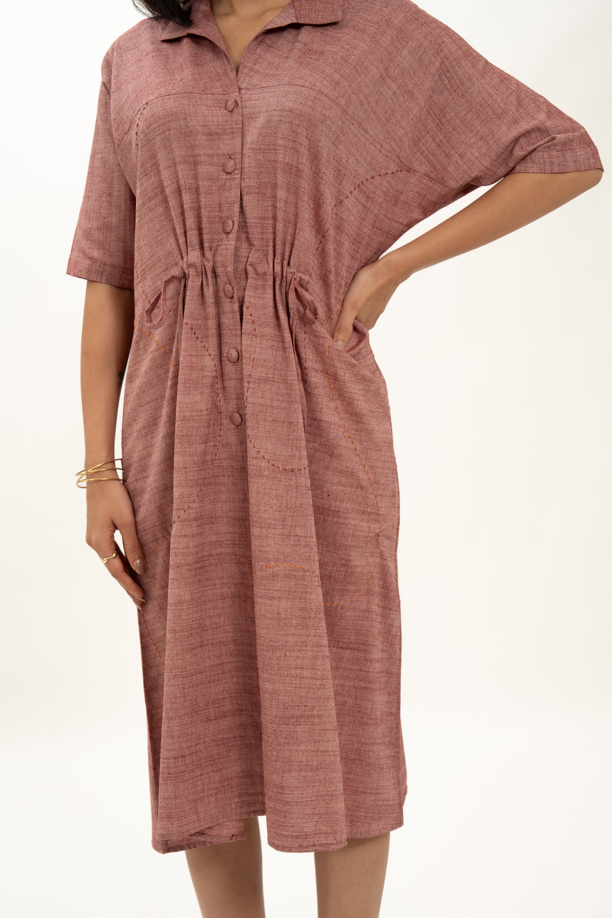 Kamal Talai Club Collar Tie-String Ethnic Dress