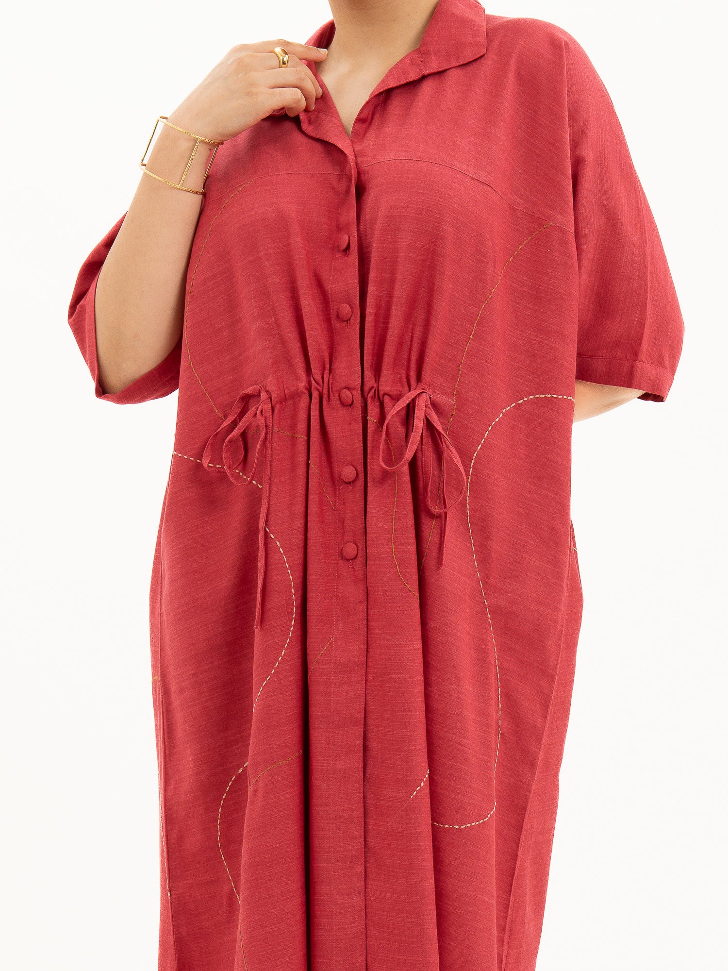 Kamal Talai Club Collar Tie-String Ethnic Dress