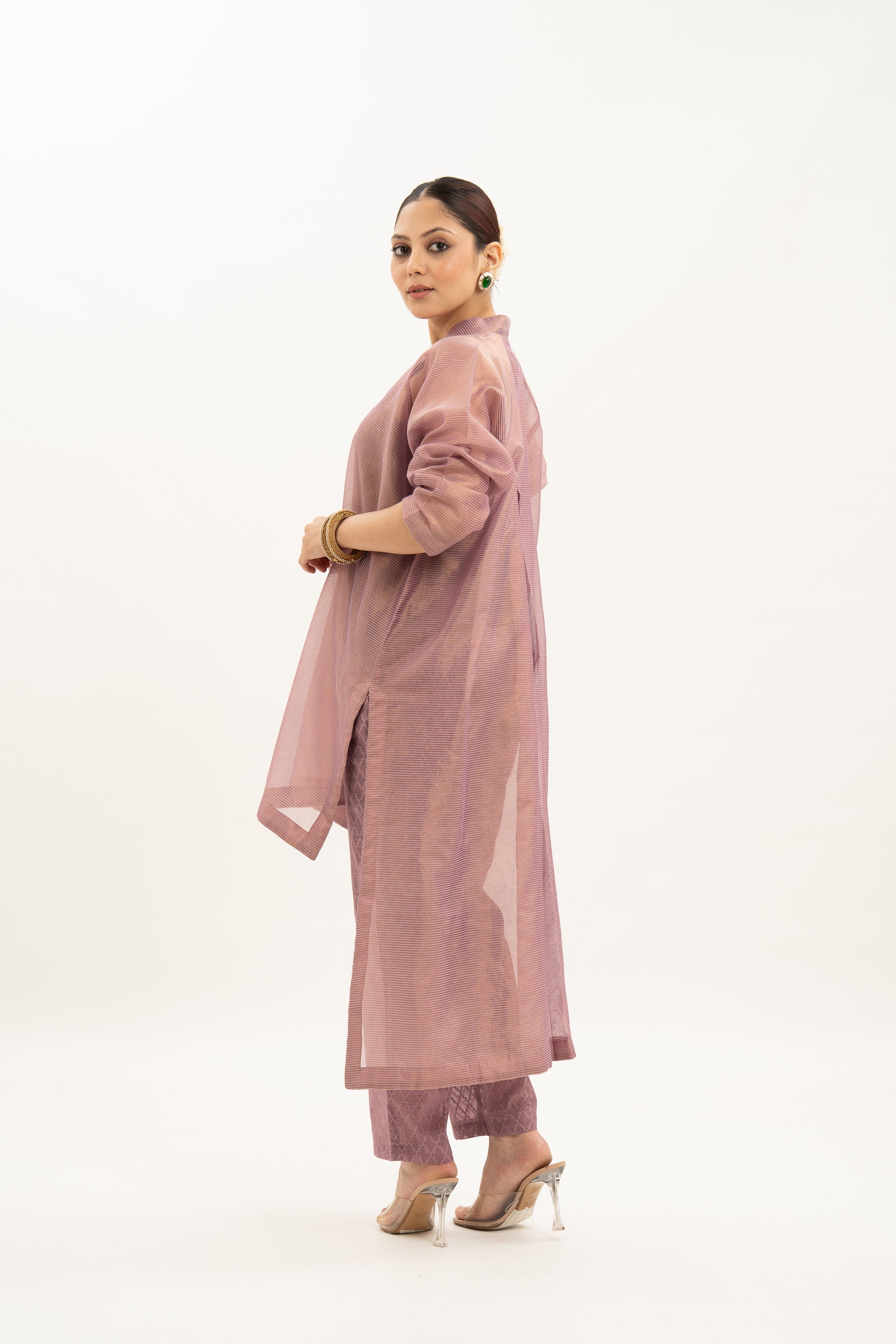 Miorah Handloom Chanderi Button Up Kurta Set