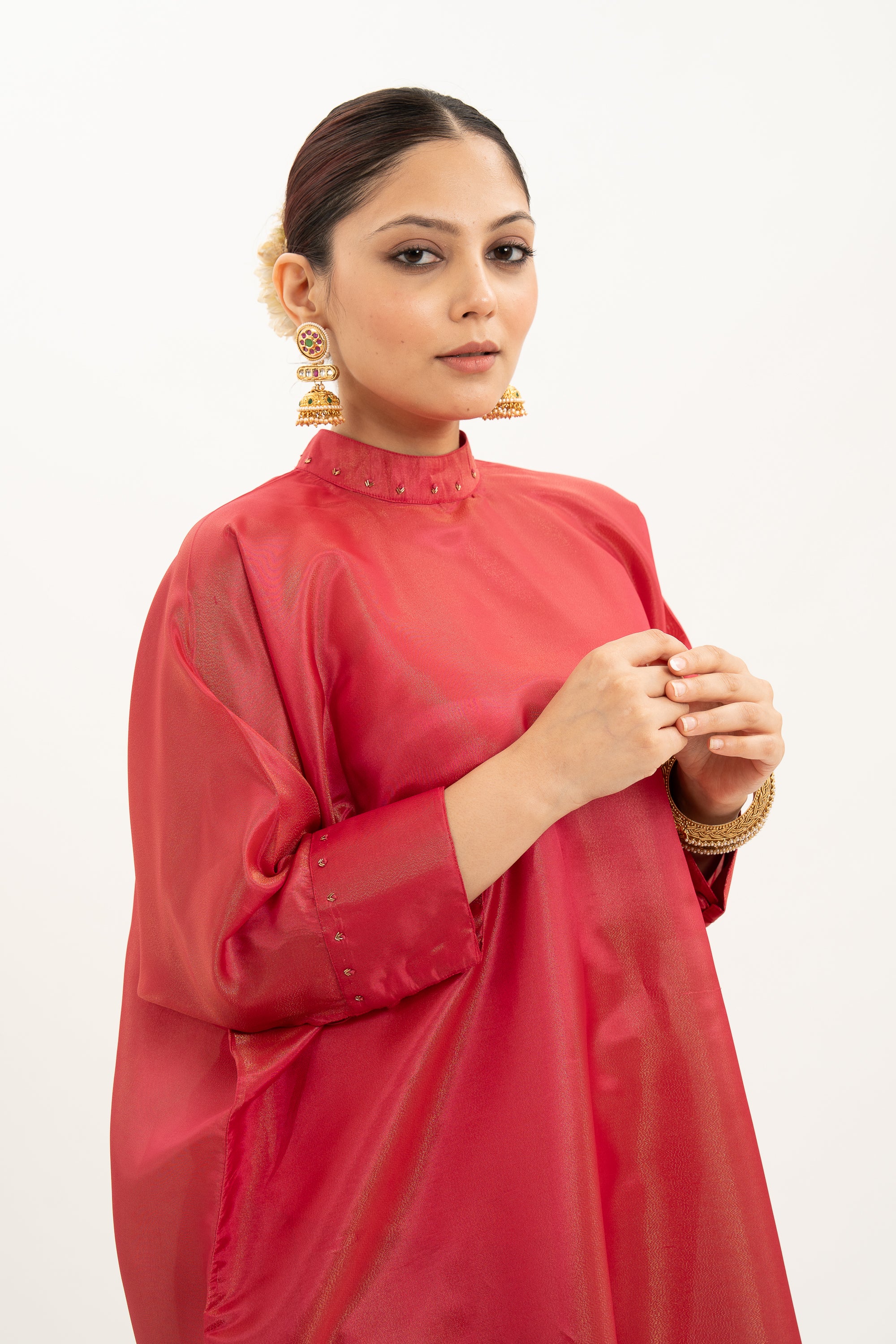 Miorah Zari Tissue Band Gala Asymmetrical Kurta Set