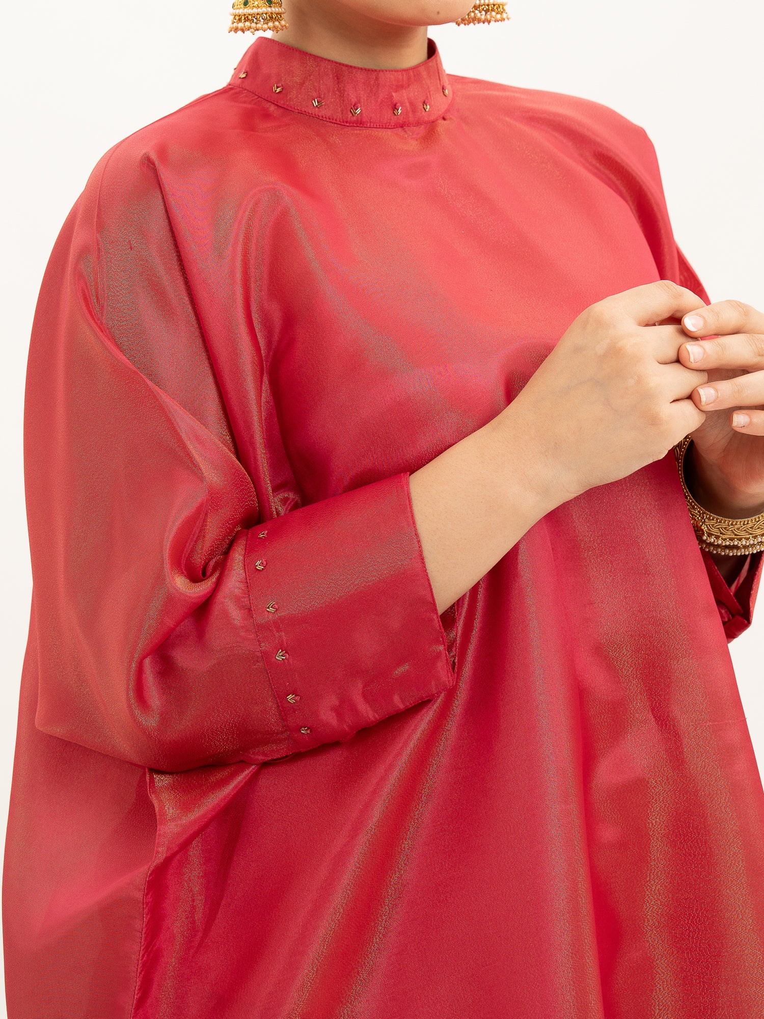 Miorah Zari Tissue Band Gala Asymmetrical Kurta Set