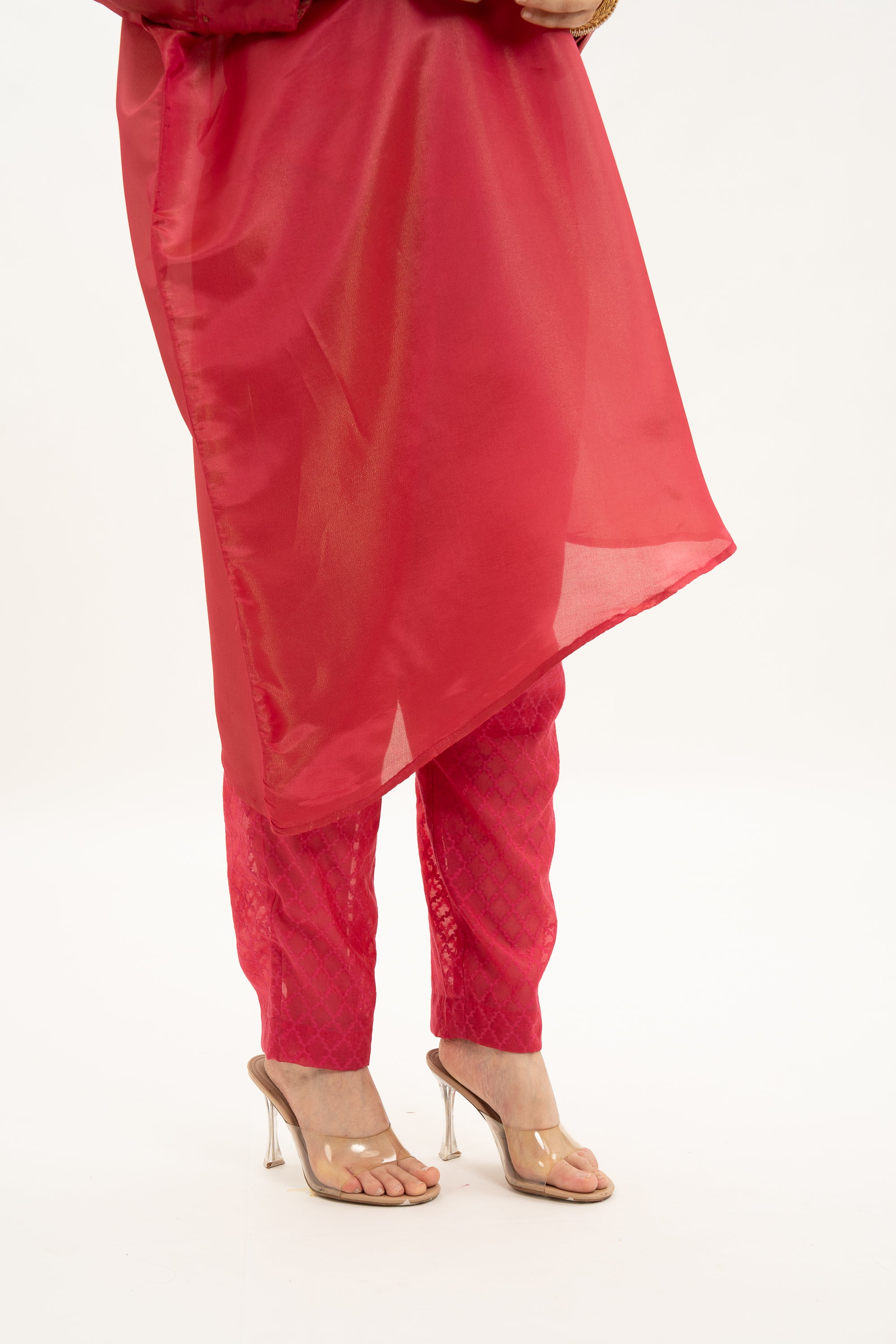 Miorah Zari Tissue Band Gala Asymmetrical Kurta Set