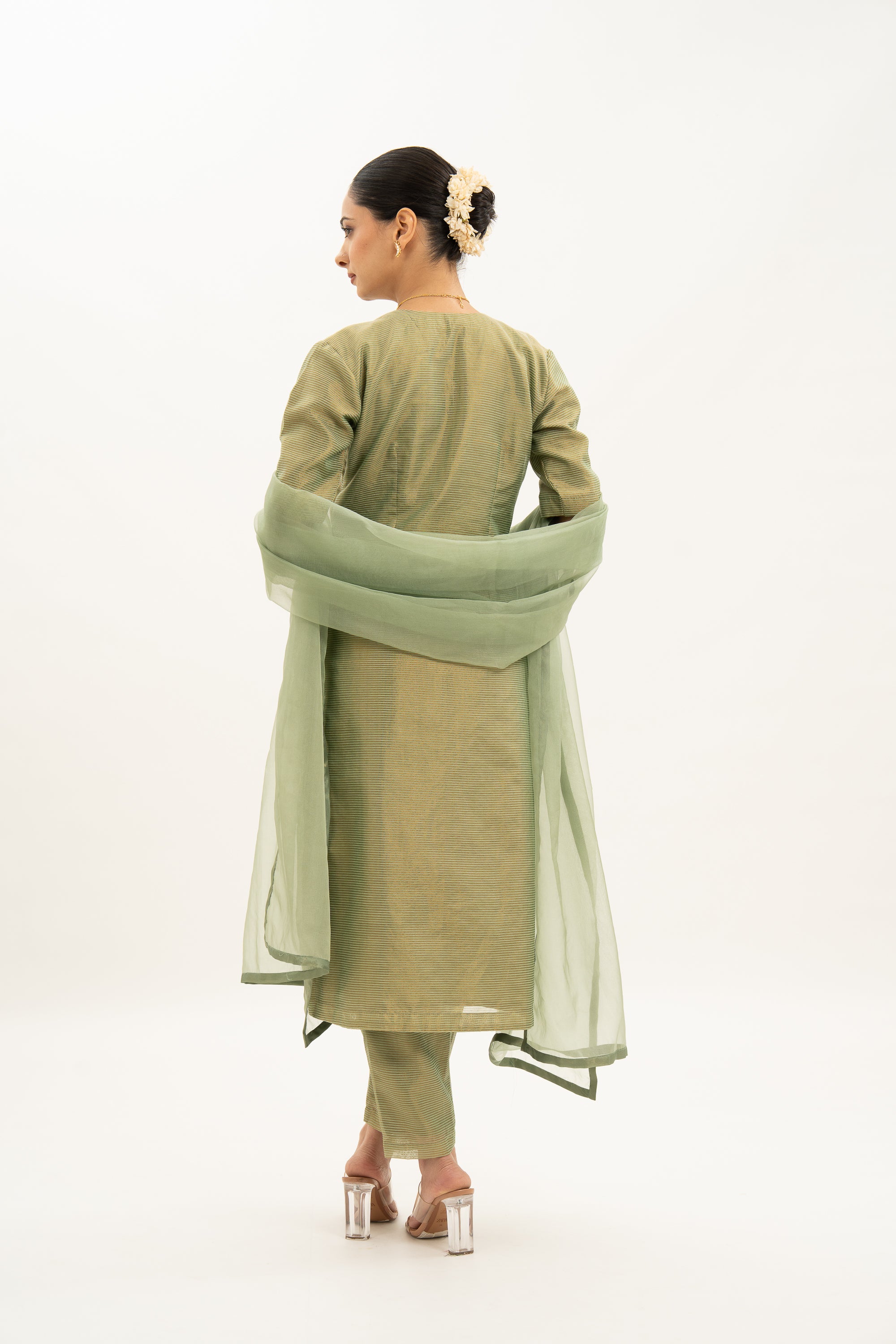 Miorah Handloom Chanderi Stripes Suit Set