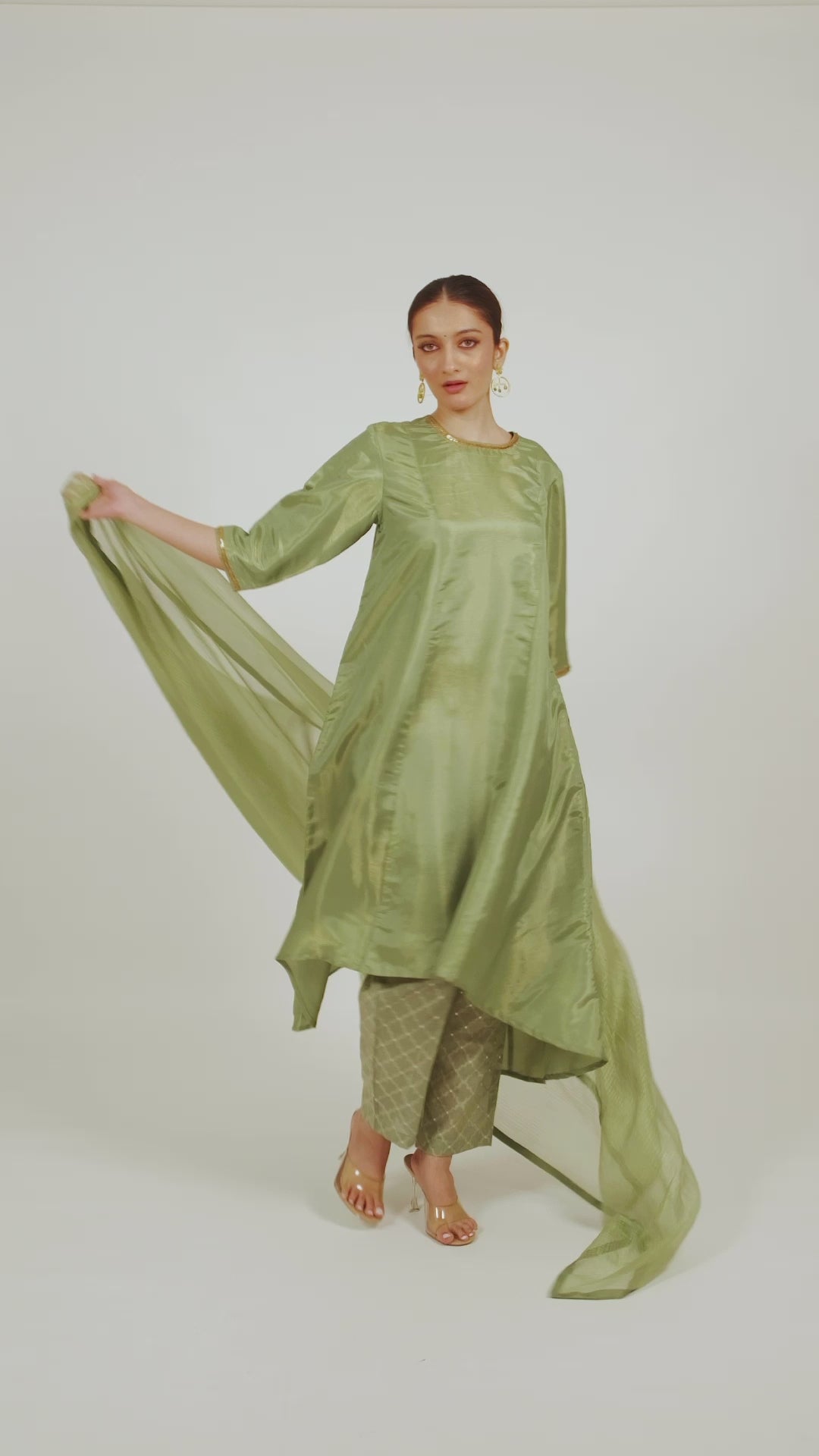 Miorah Round Neck Zari Tissue Suit Set