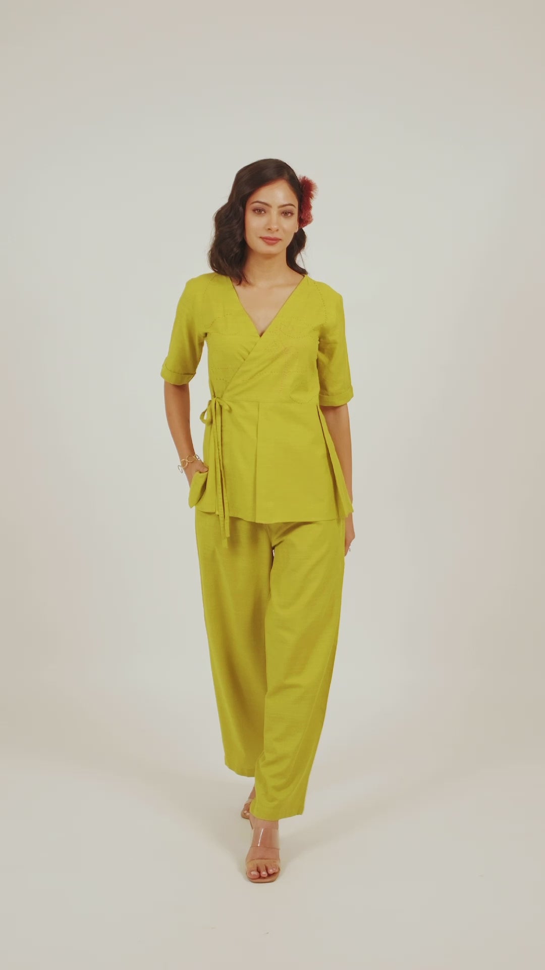 Kamal Talai Peplum Top with Relax Fit Pant Co-Ord Set