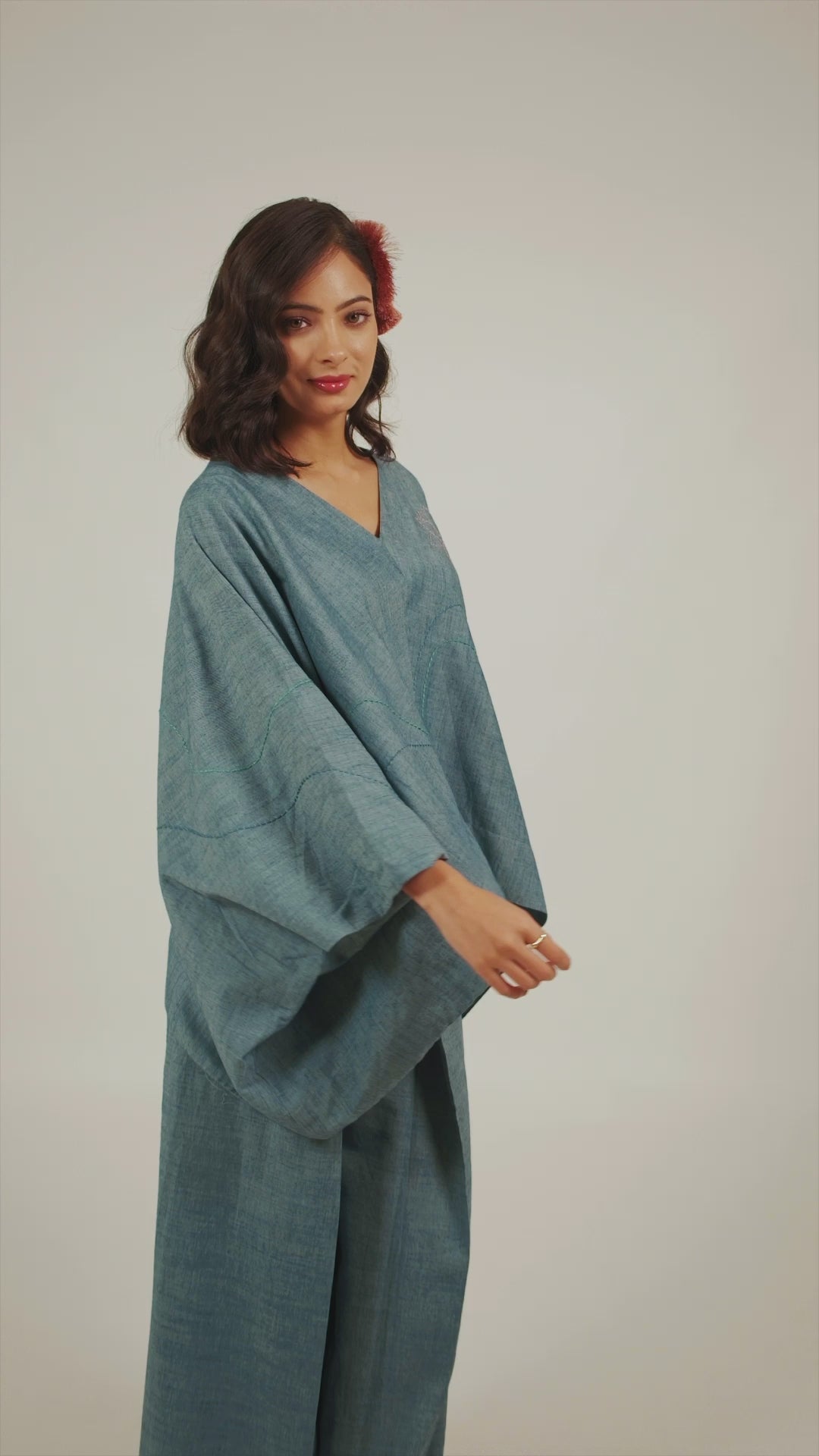 Kamal Talai V Neck Kaftan Co-Ord Set